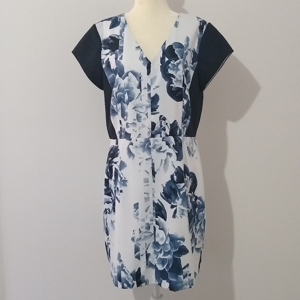 Banana Republic Floral Capped Sleeve A-line Dress